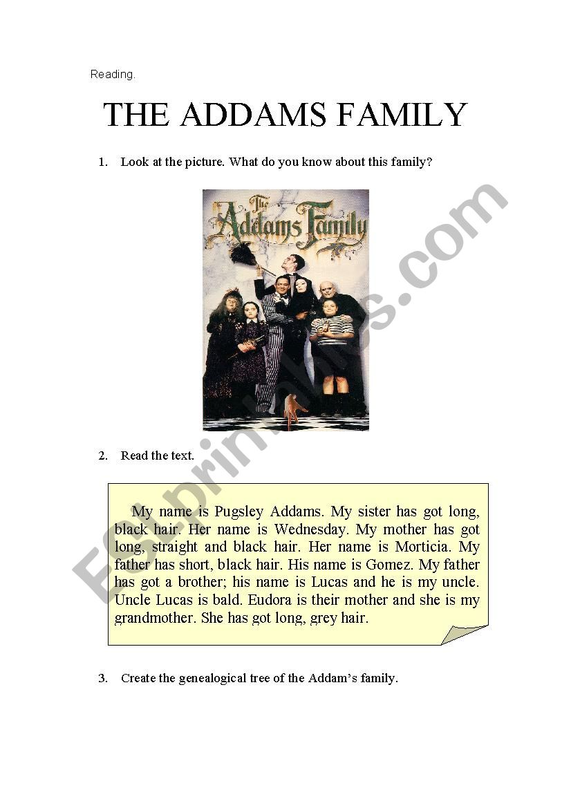 The Adams Family worksheet
