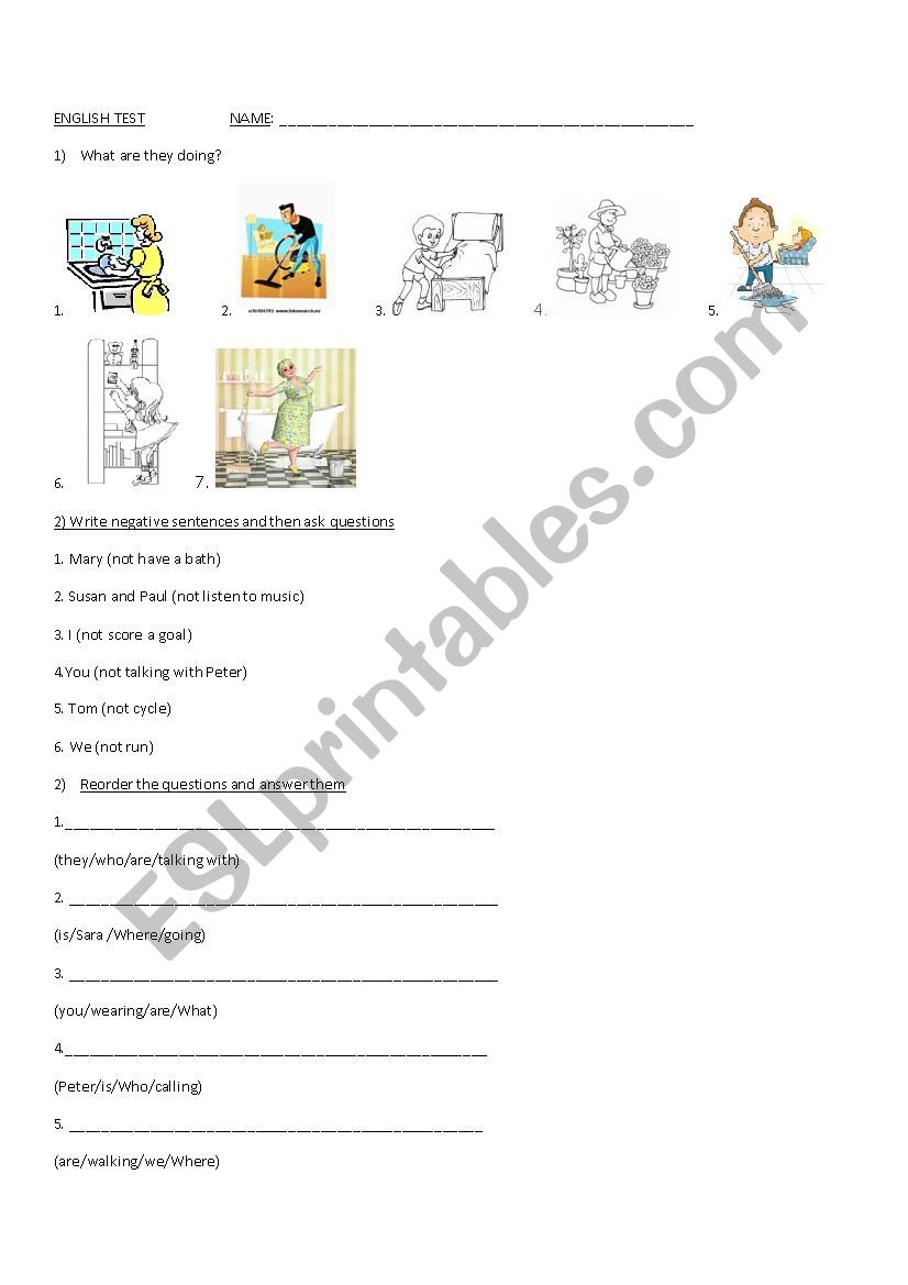 present continuous worksheet