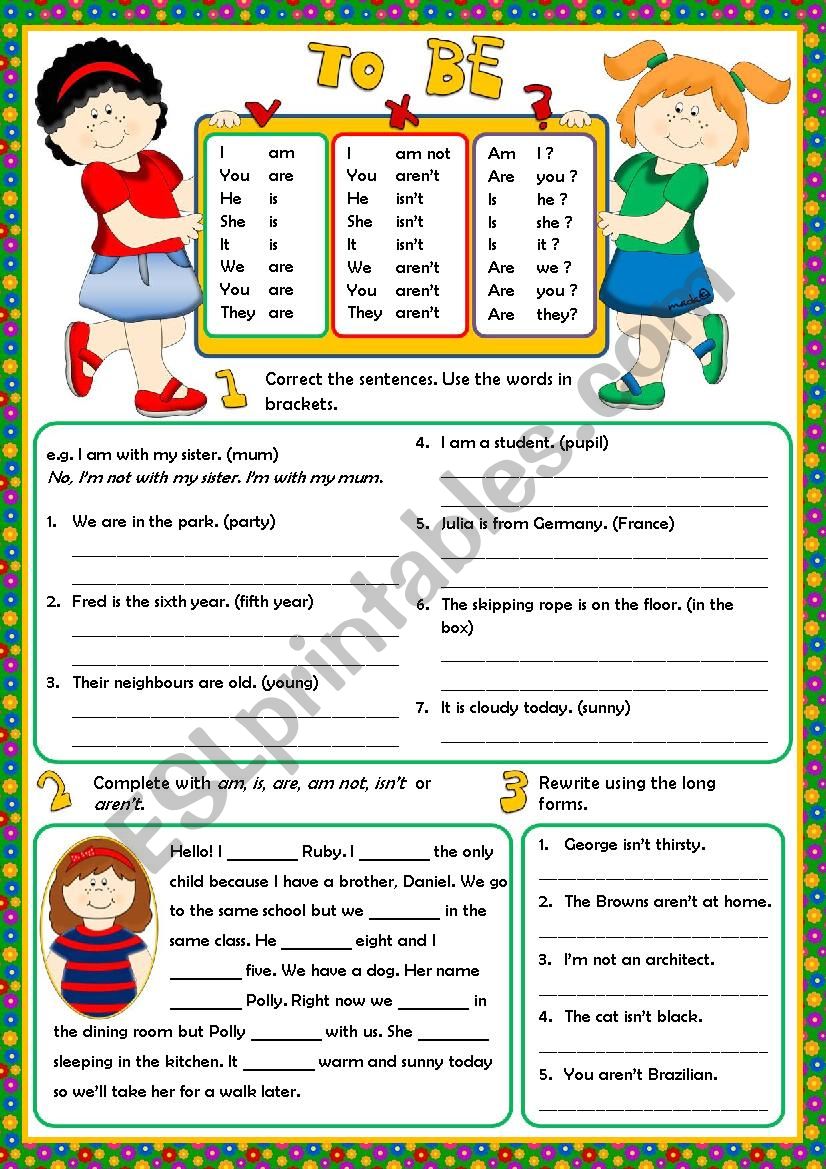 Verb - To BE worksheet