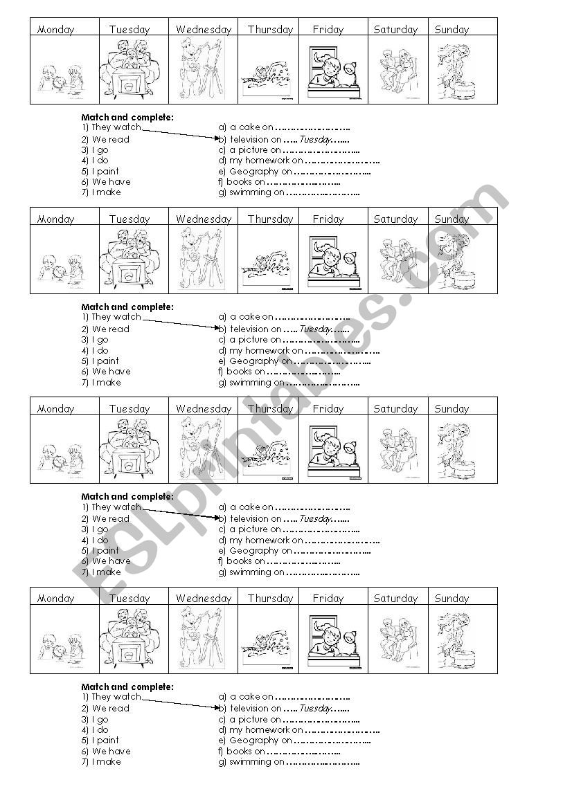 Routine and Days of the week worksheet