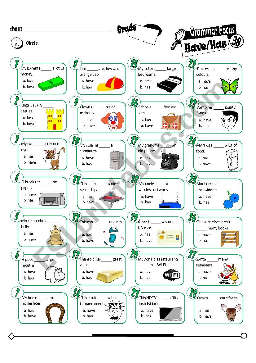 Grammar Focus Series 38_Has/Have (Fully Editable + Key) 