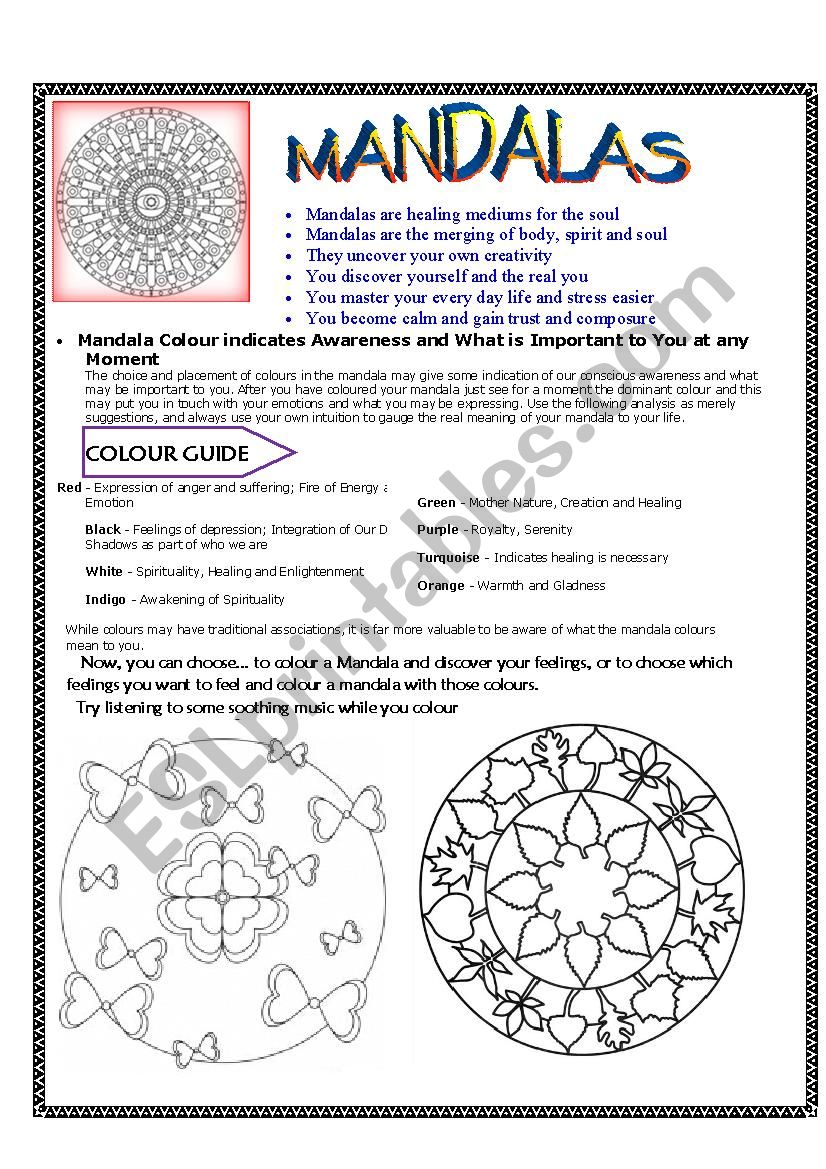  Mandalas:  Meaning and colouring