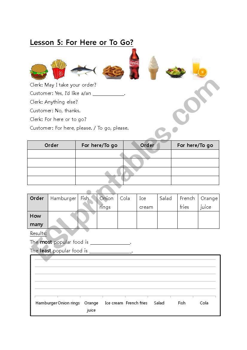 For here or to go? worksheet