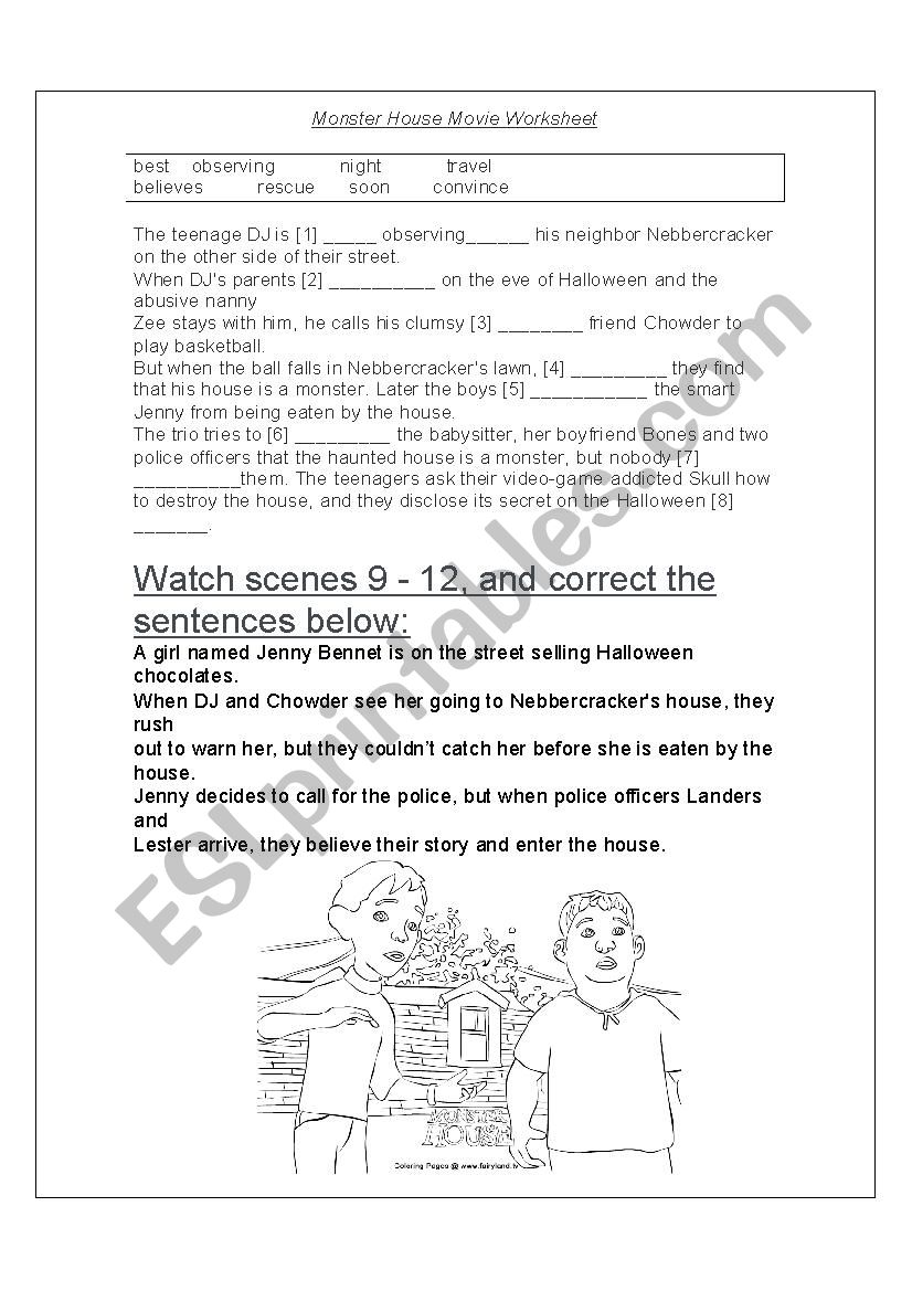 monter house worksheet worksheet