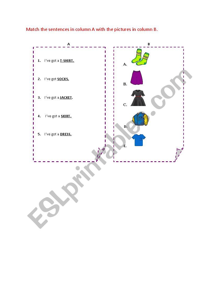clothes worksheet