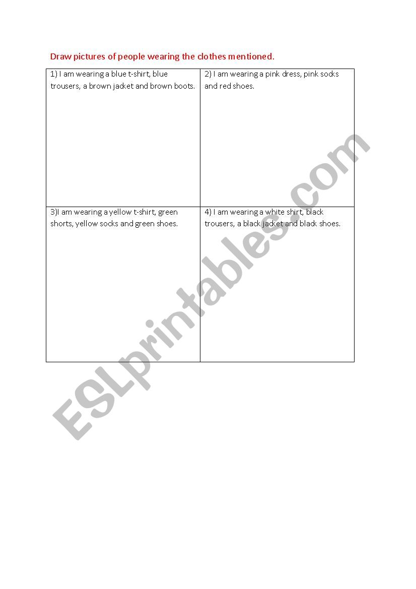 clothes worksheet
