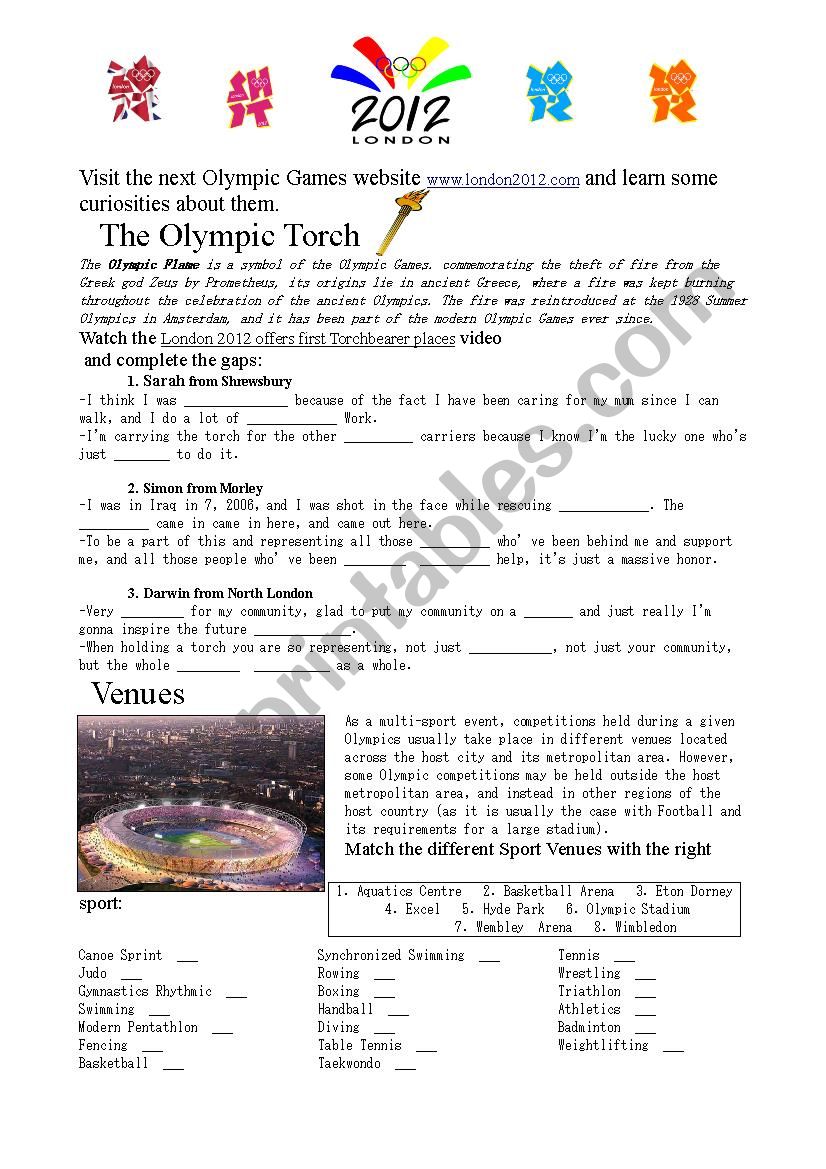 London 2012 Olympic Games worksheet
