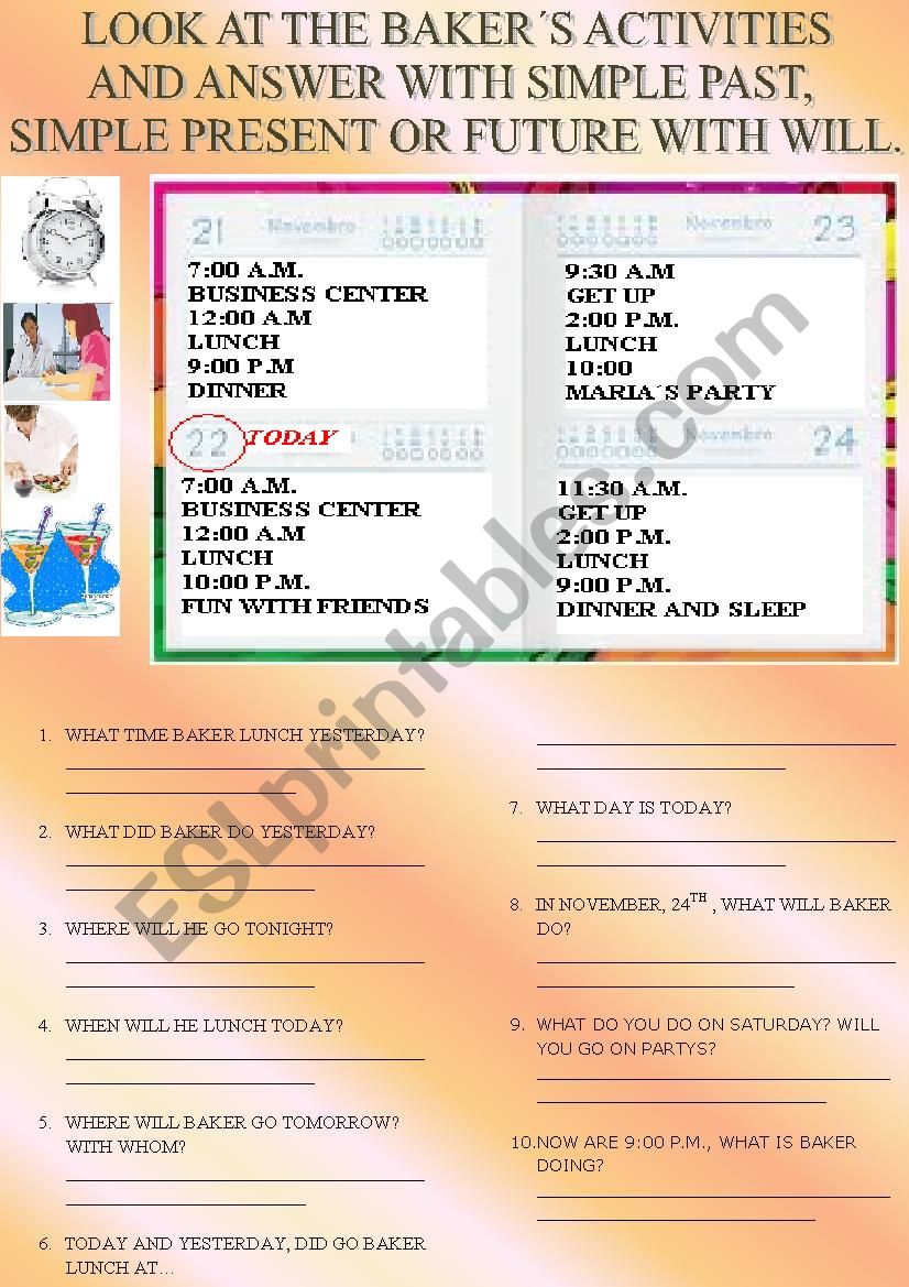 BAKERS ACTIVITIES worksheet