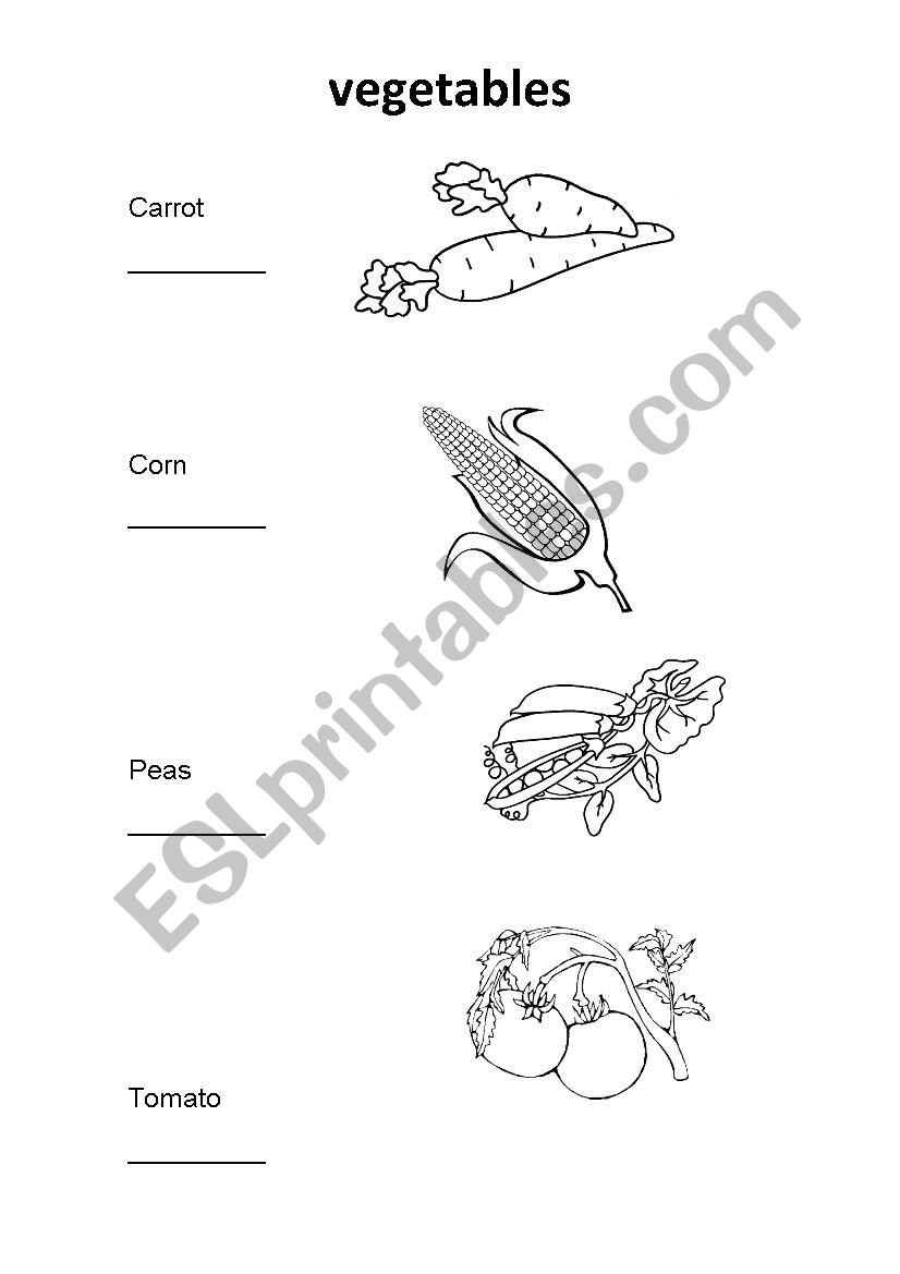 Vegetables worksheet