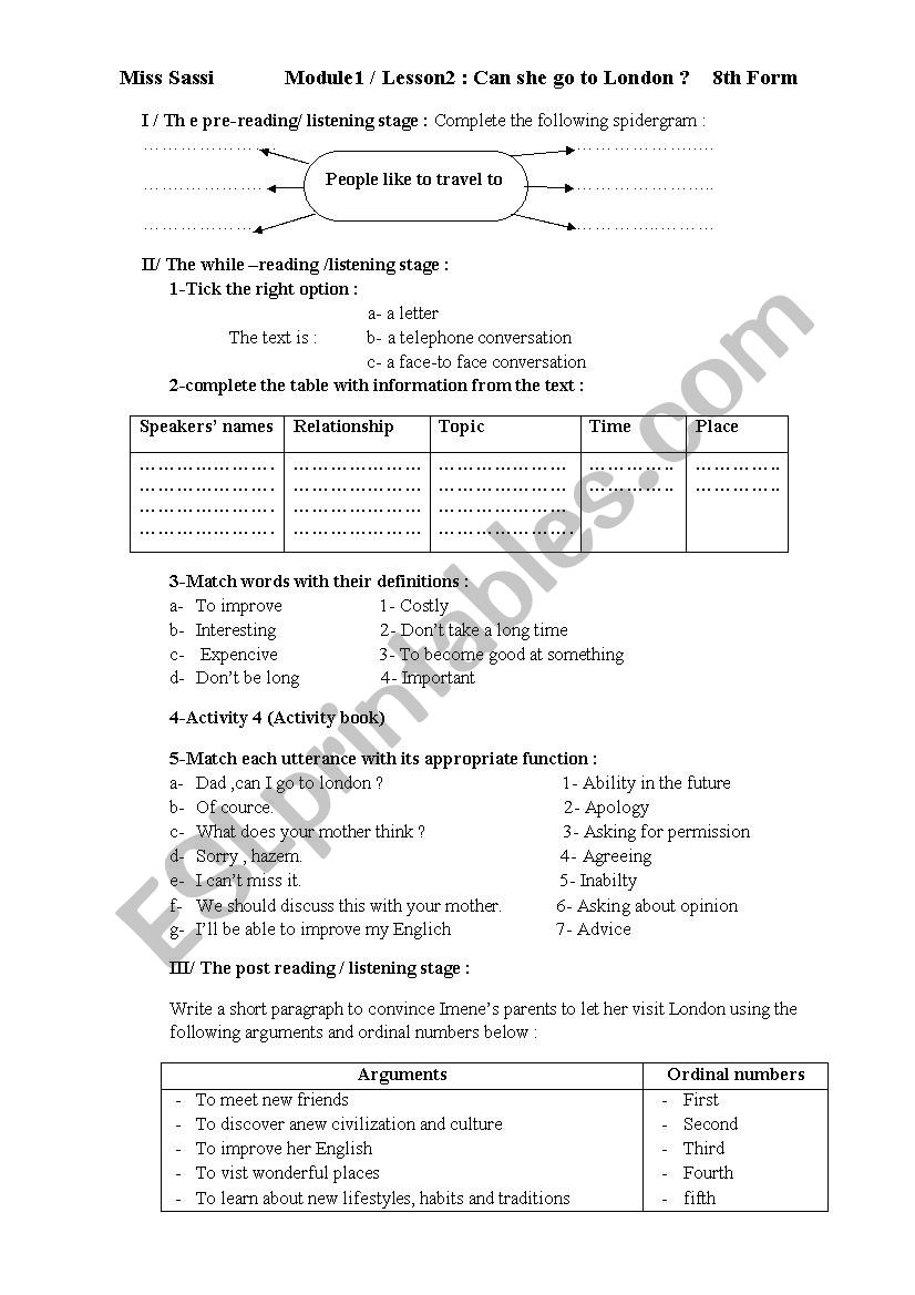 module1 8th form worksheet