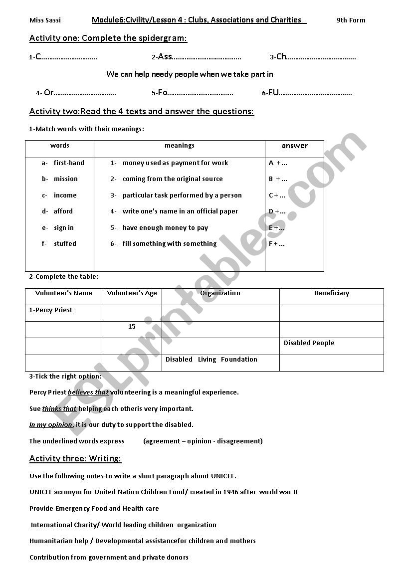 Module6/Lesson4: clubs worksheet