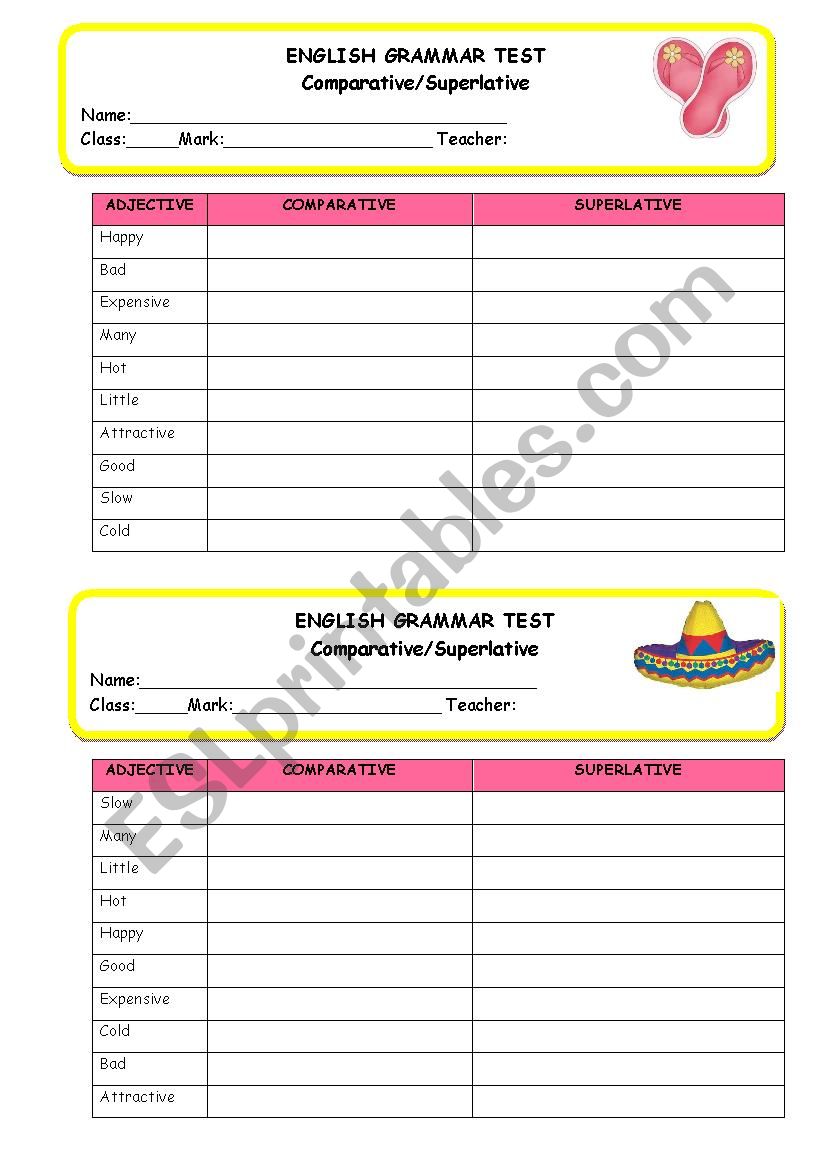 Mini Test - Comparative/Superlative