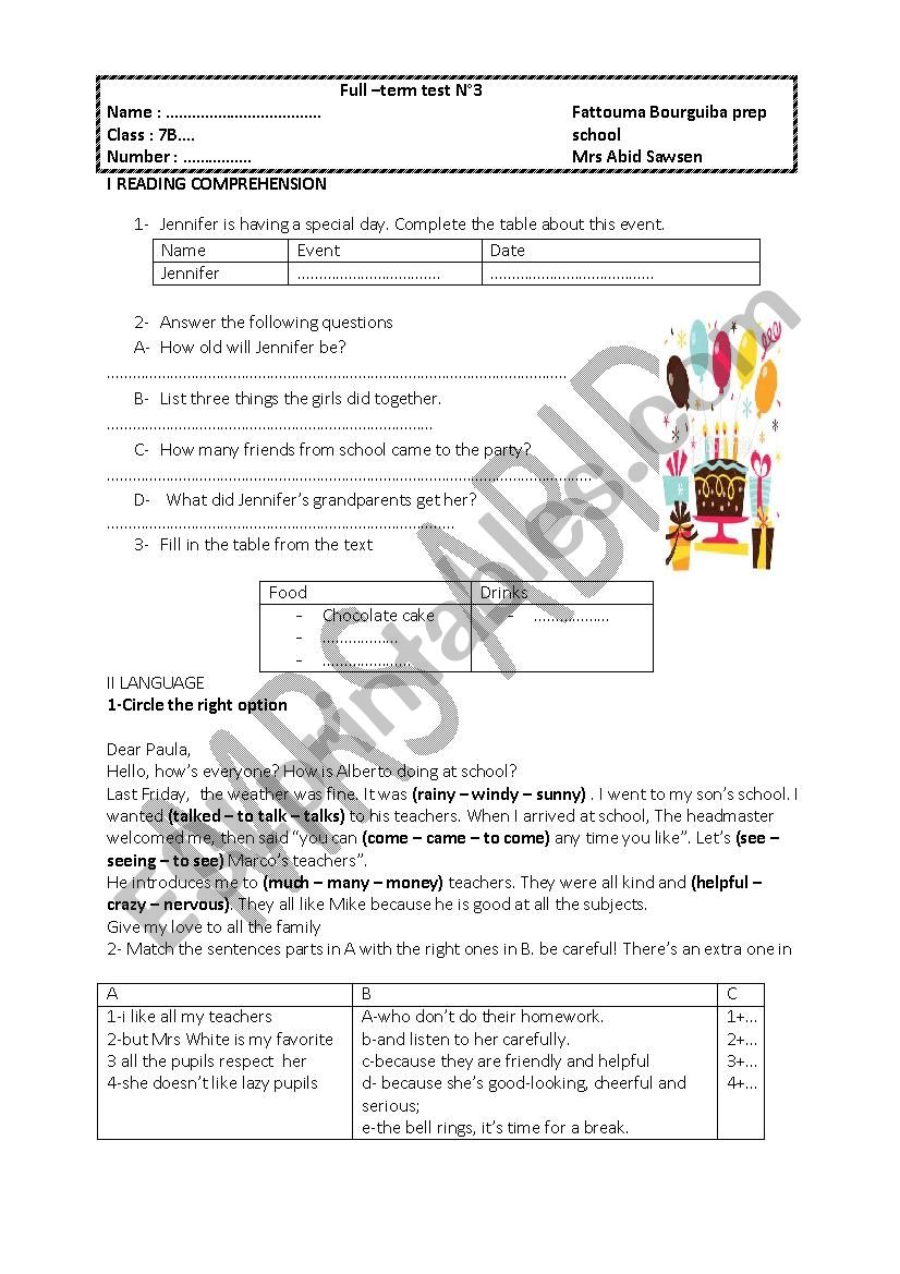 7TH FORM FULL TERM TEST N 3 part 1