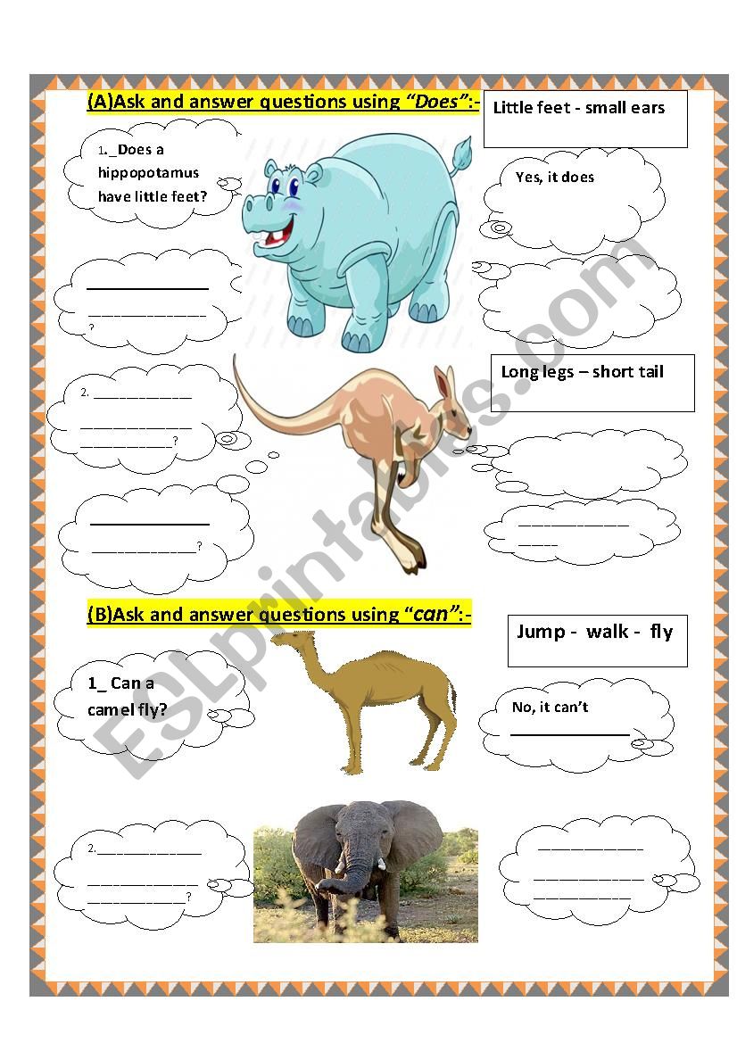 animals  worksheet