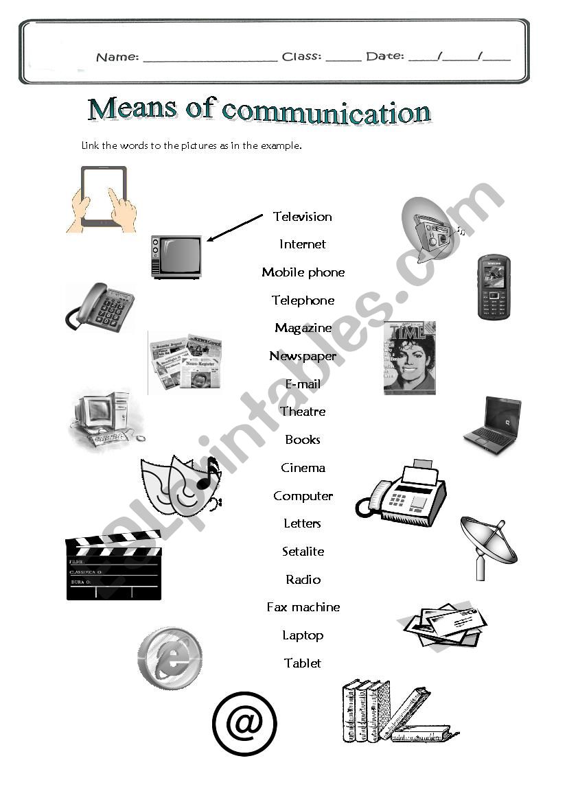 Means of communication worksheet