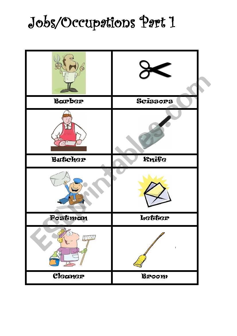 Jobs / Occupations part 1 worksheet