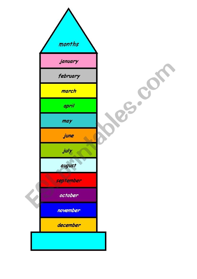 months of the year bookmark worksheet