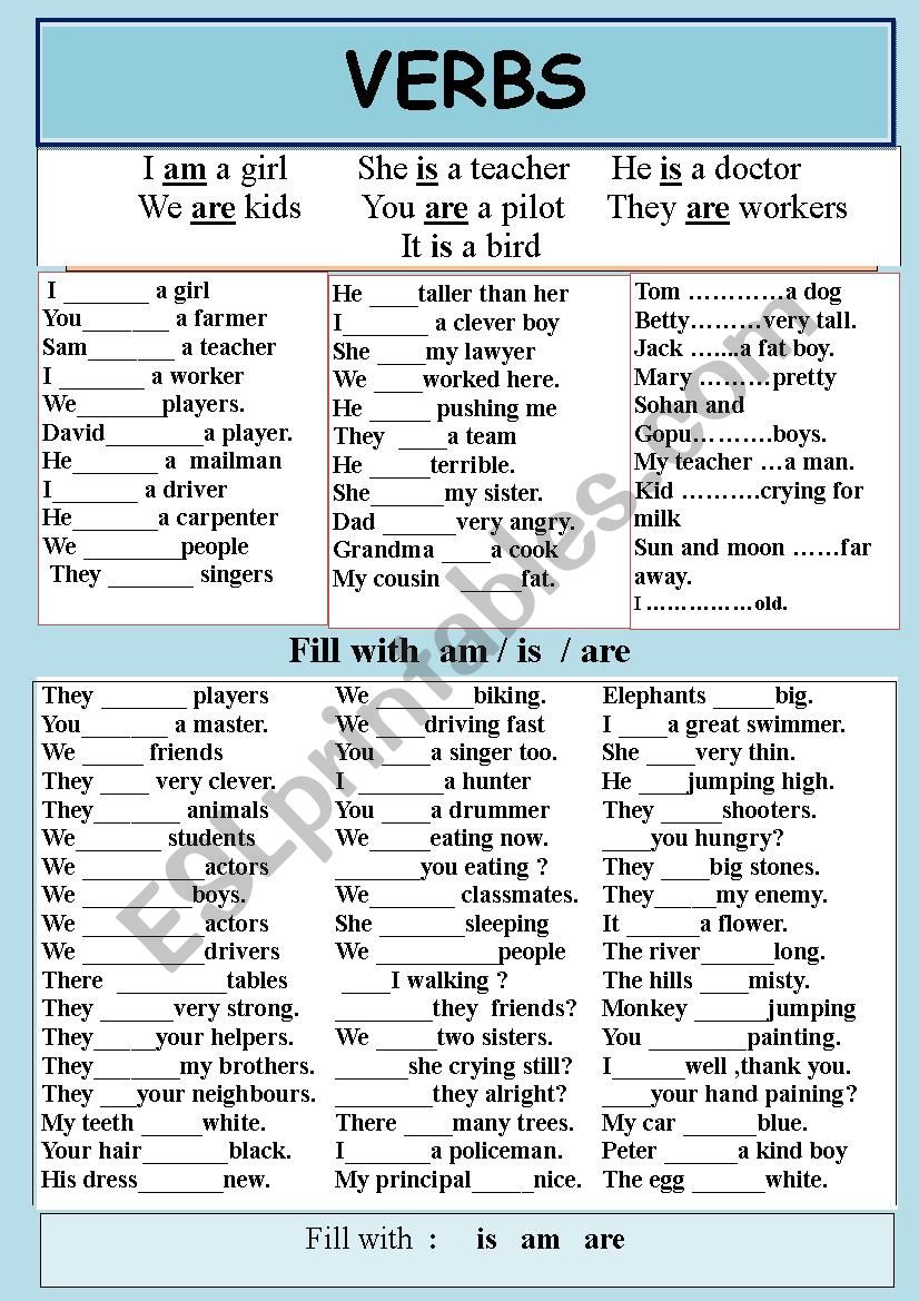 VERBS : TO BE worksheet