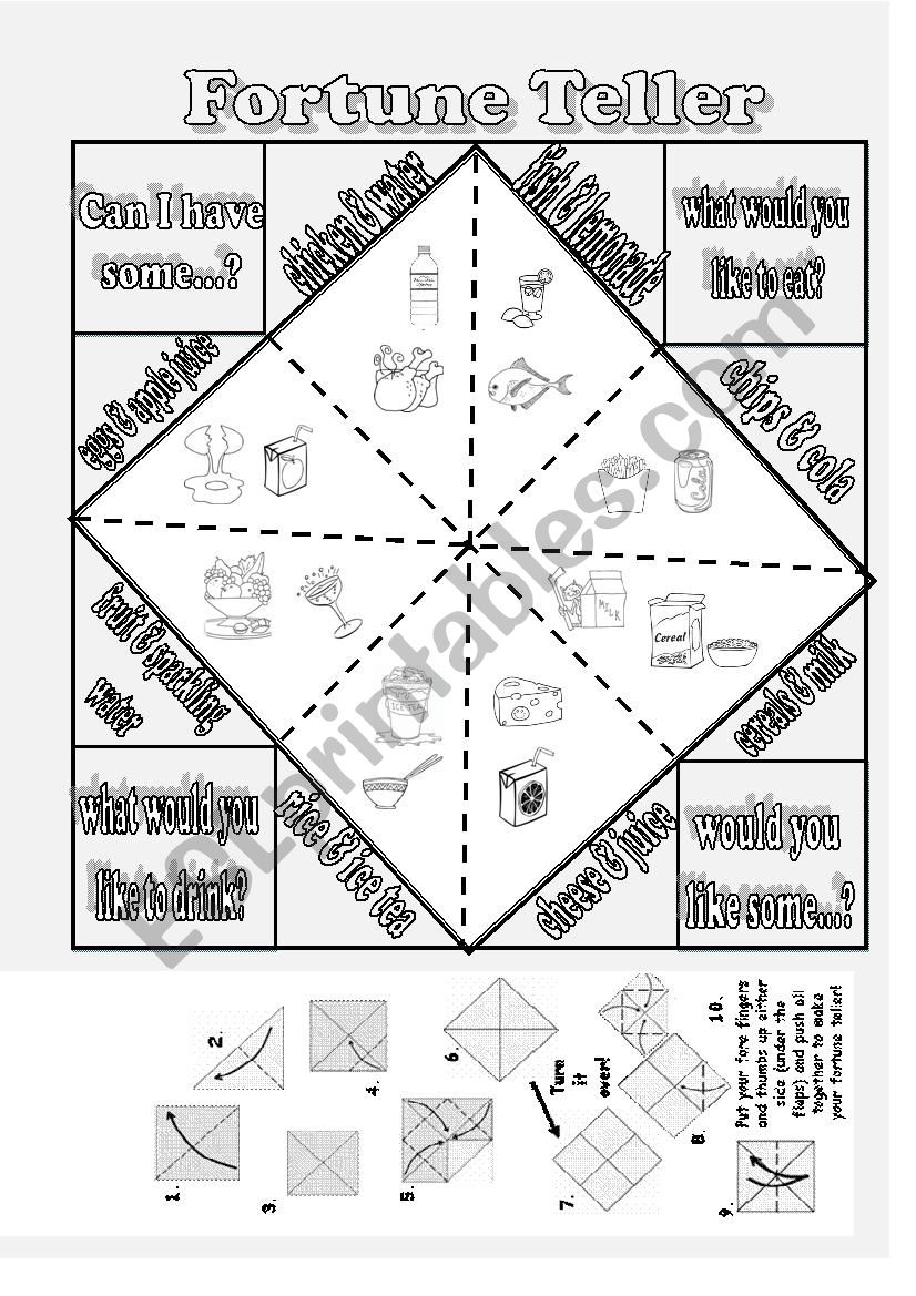 food fortune teller worksheet