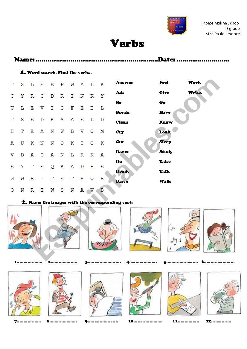 verbs  worksheet