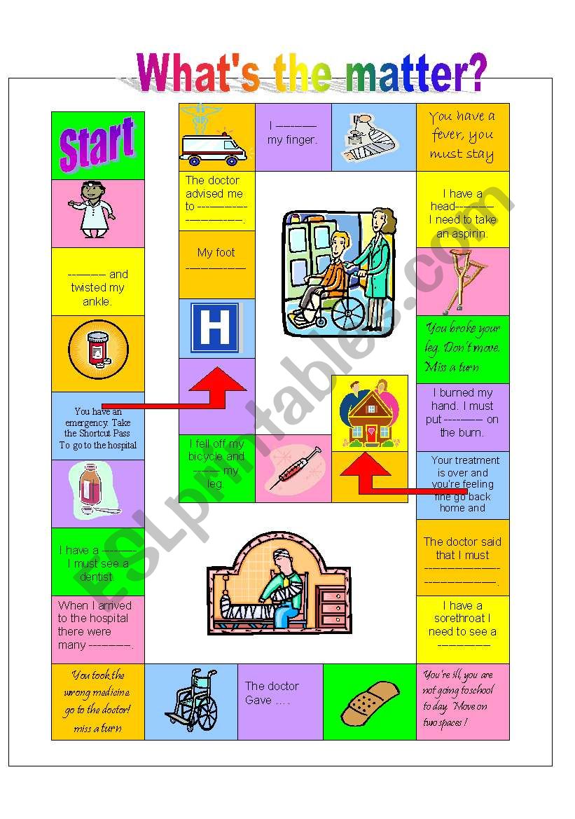 Whats the matter boardgame worksheet