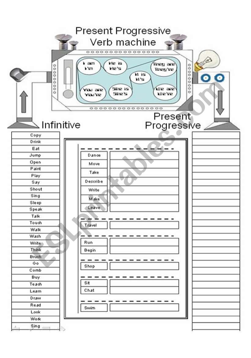 Present Progressive Verb Machine