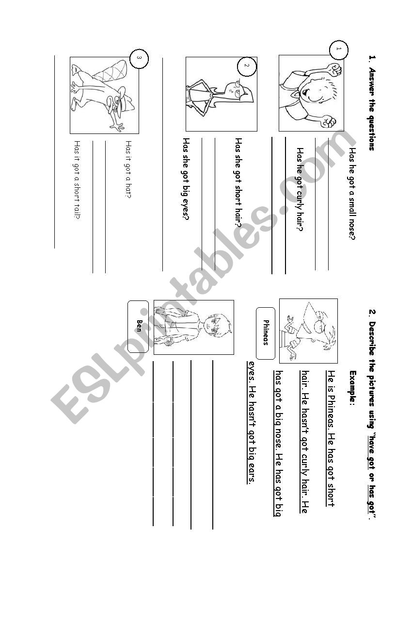 Have got - Has got (descriptions) exercises