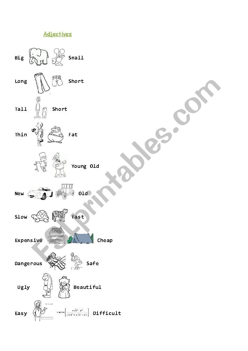 Adjectives worksheet