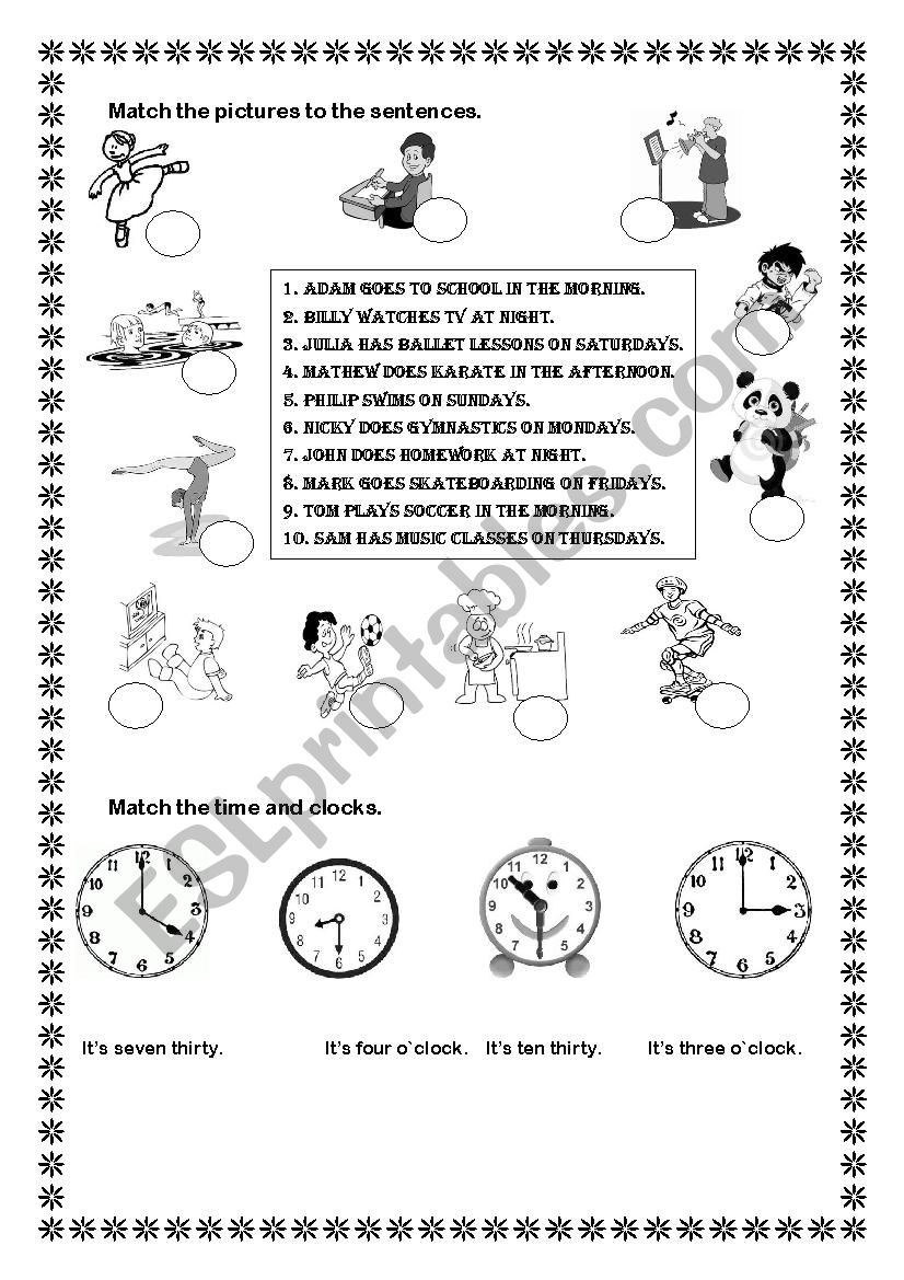 Activities worksheet