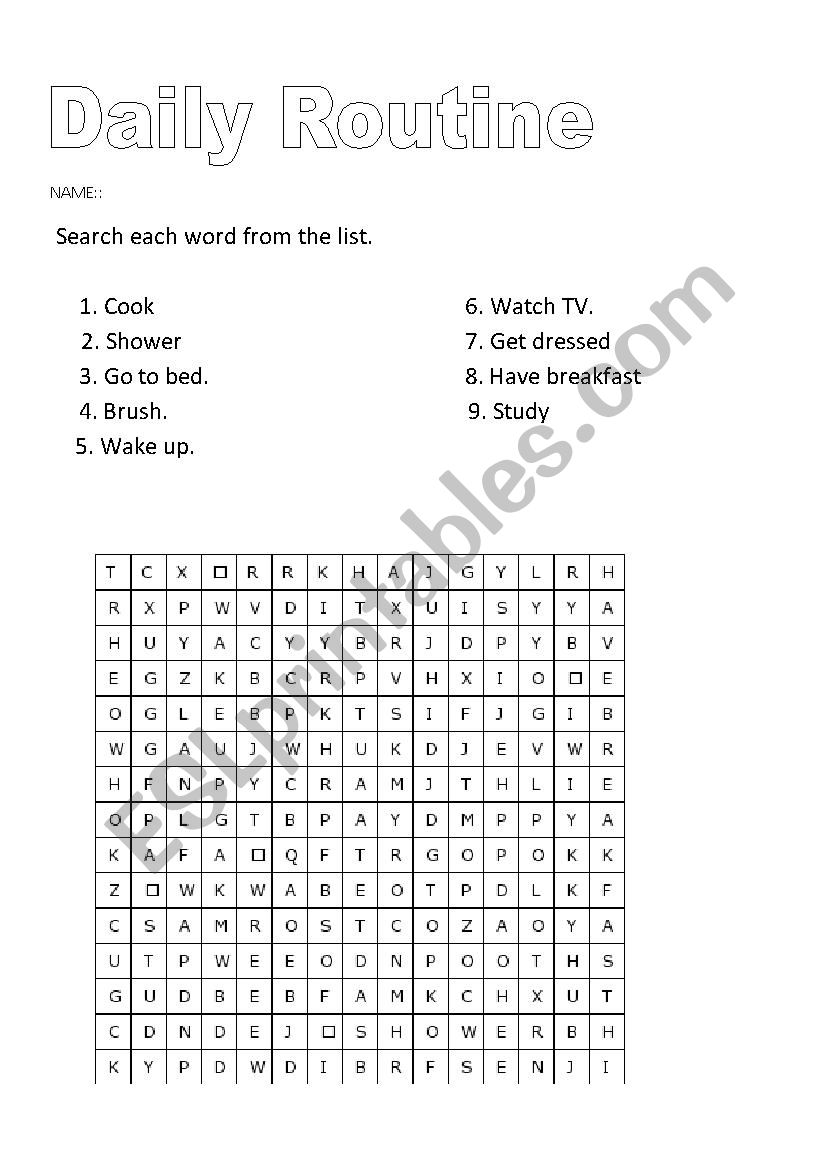 Daily Routine worksheet