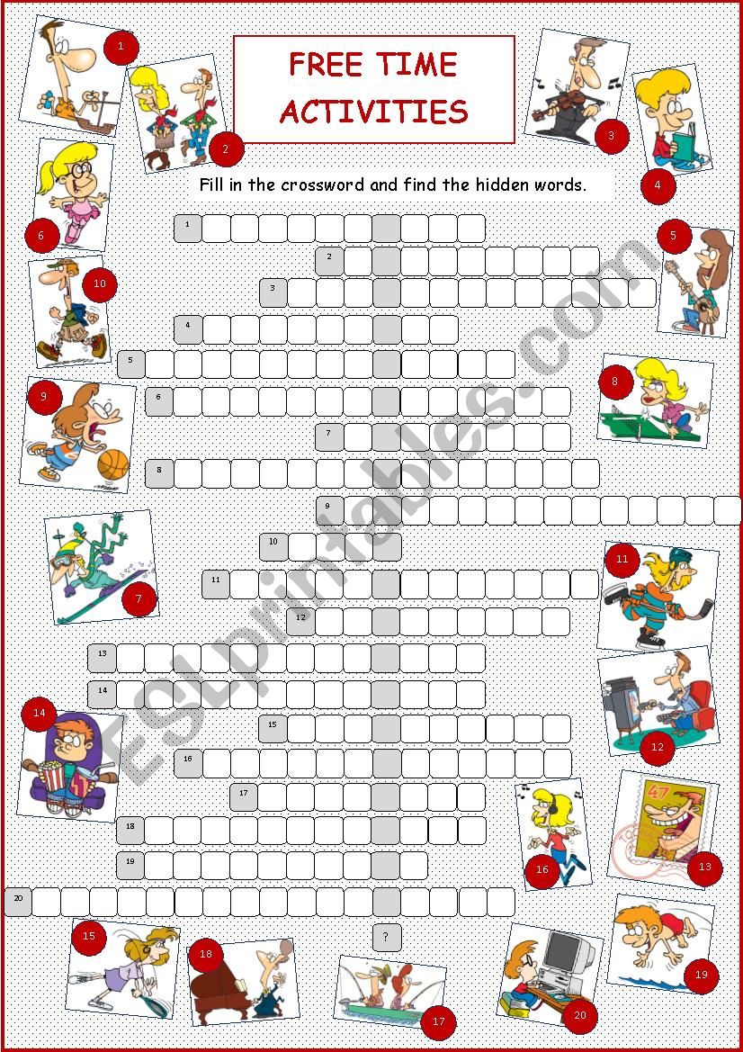 Free Time Activities (Crossword)