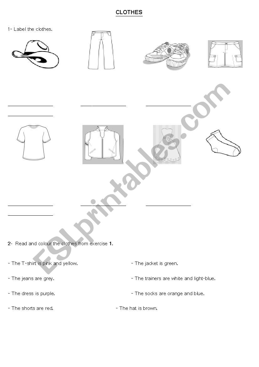 Clothes worksheet