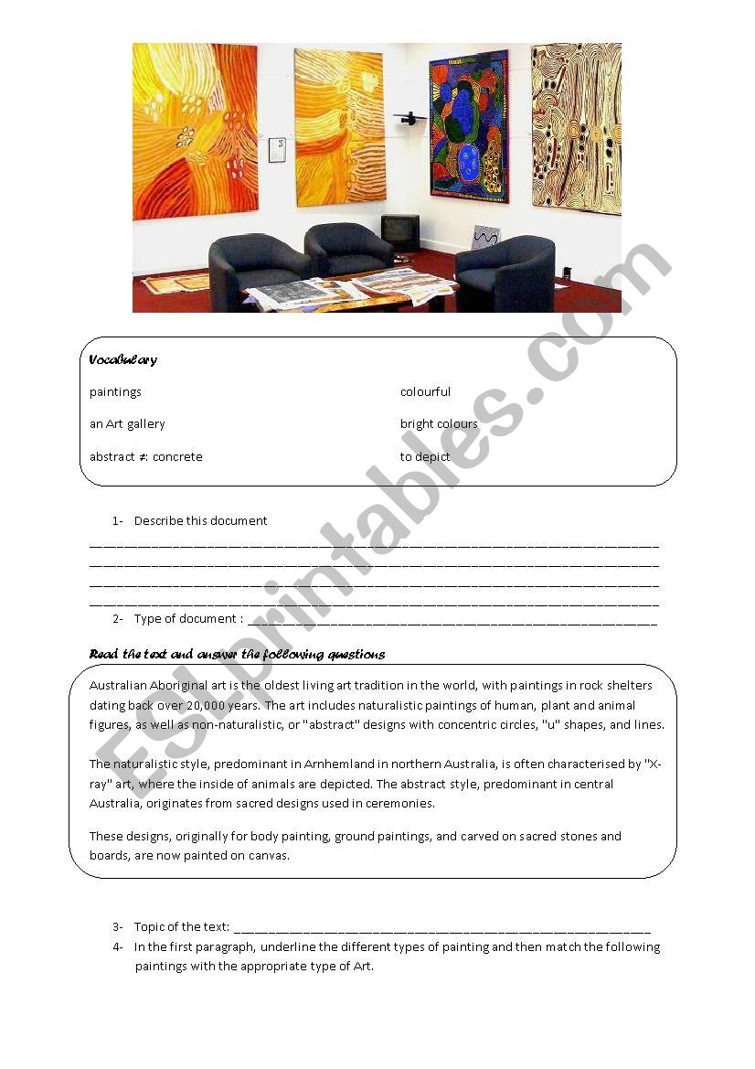 Australia - Aboriginal Art worksheet