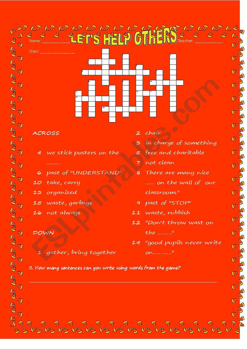 LETÂ´S HELP OTHERS worksheet