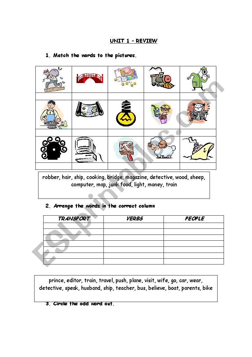 Voc practice with pics worksheet