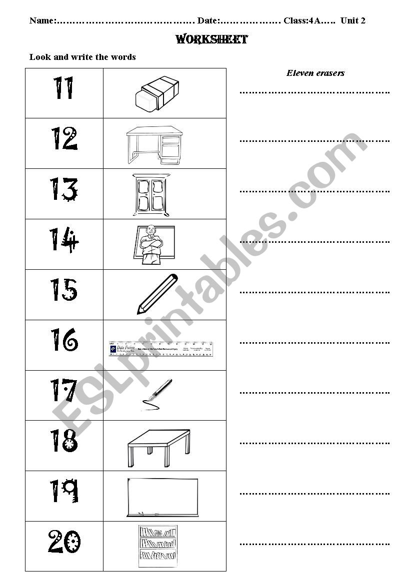 numbers 11-20 worksheet