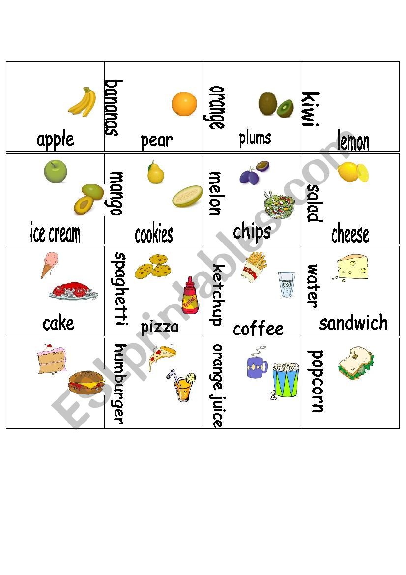 Domino- Food items worksheet