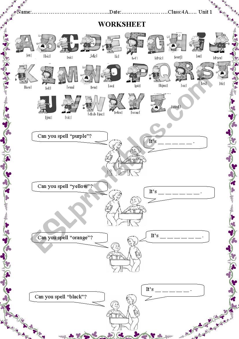 The alphabet worksheet