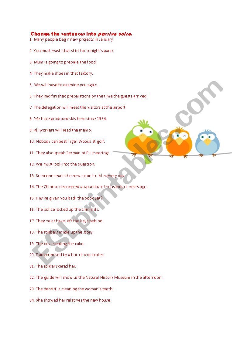 passive voice worksheet