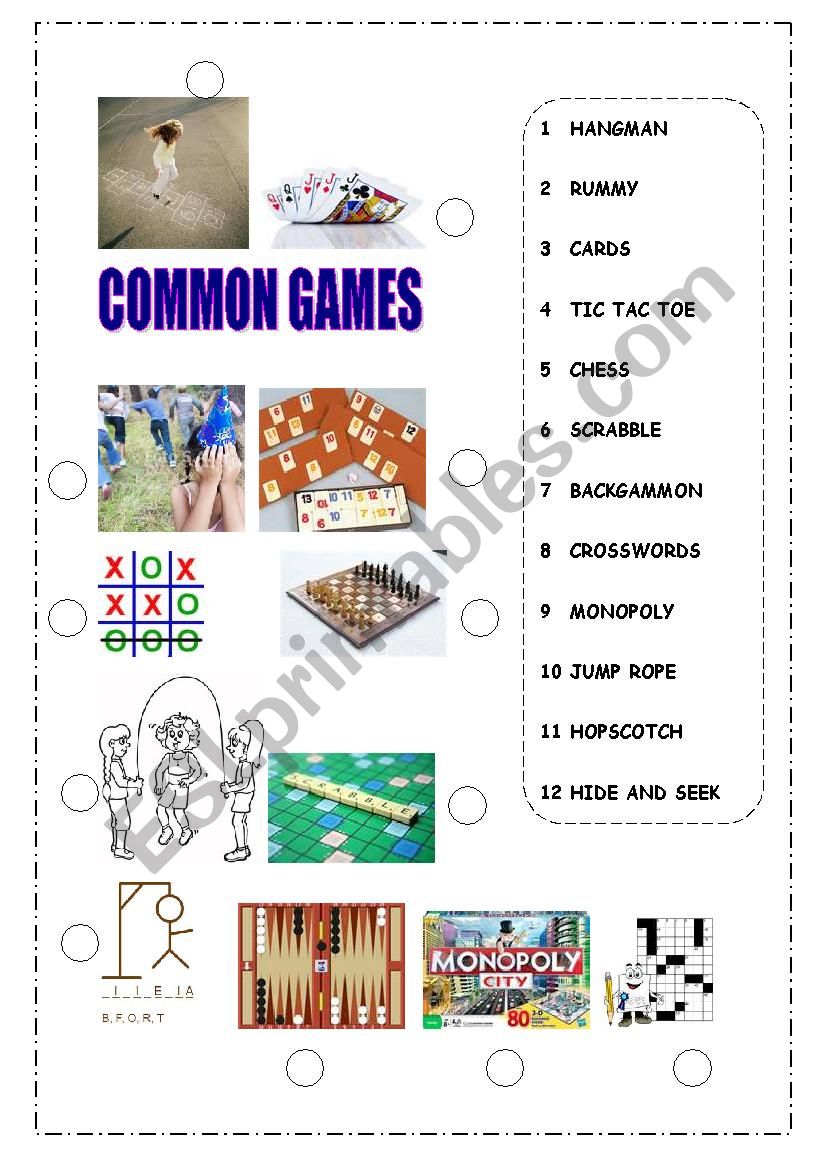 games worksheet