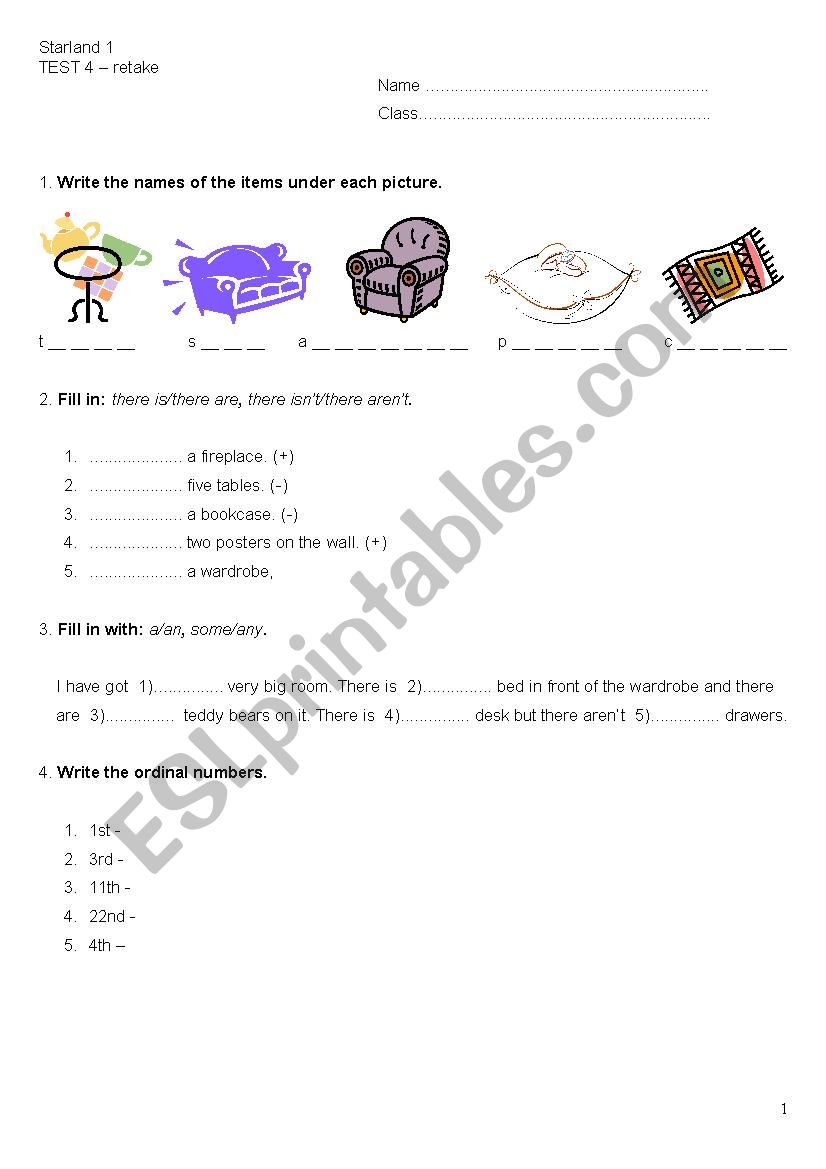 Starland 1, retake test 4 worksheet