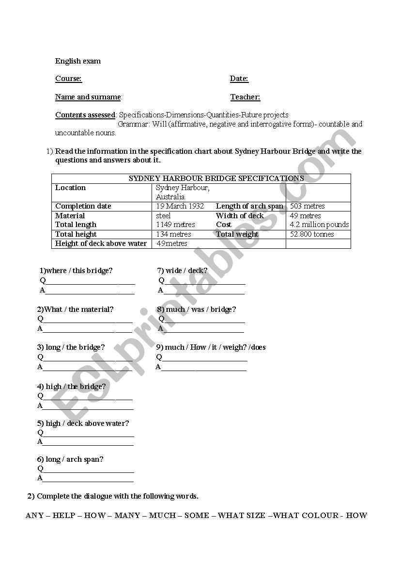 Technical English worksheet