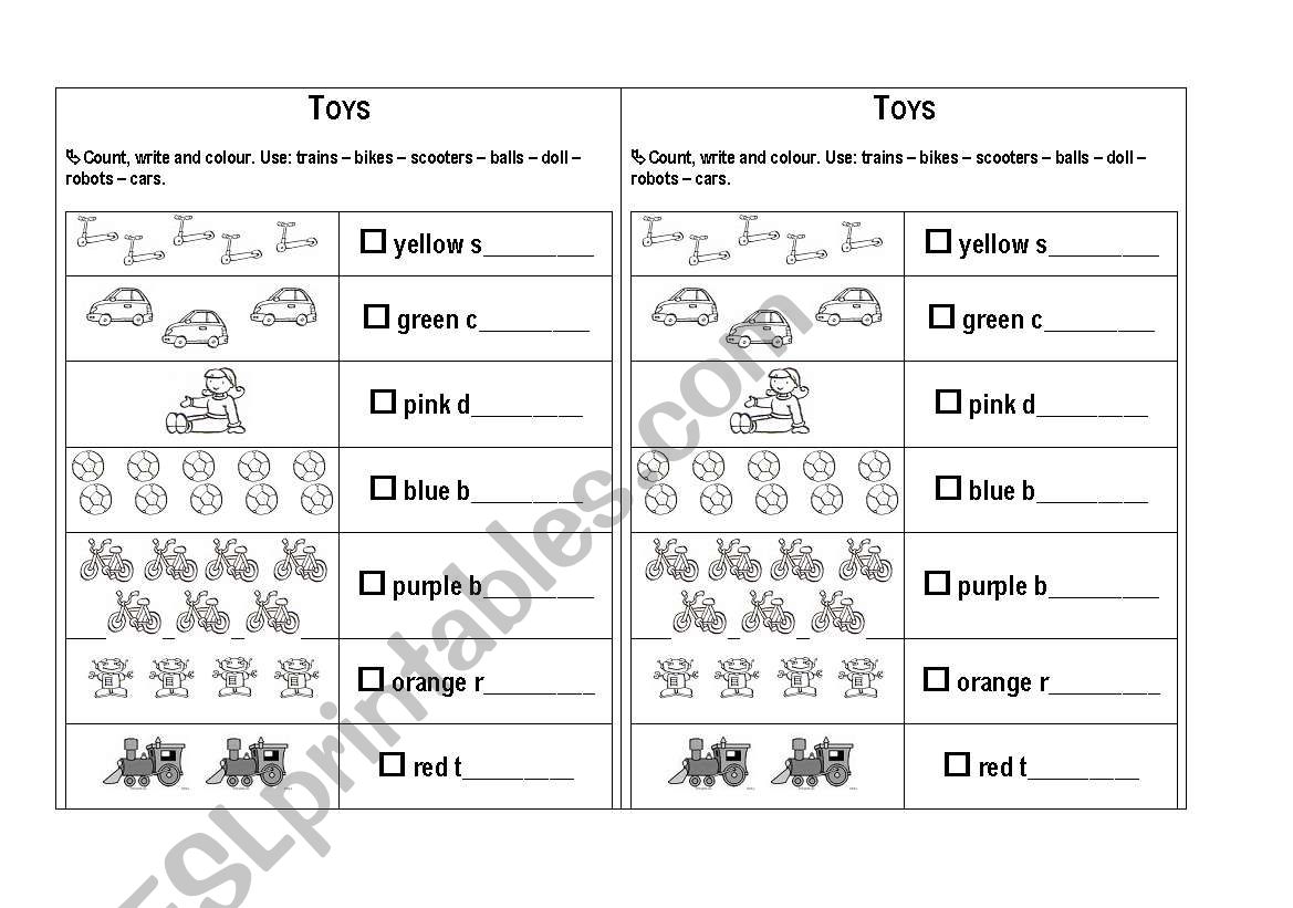 Toys worksheet