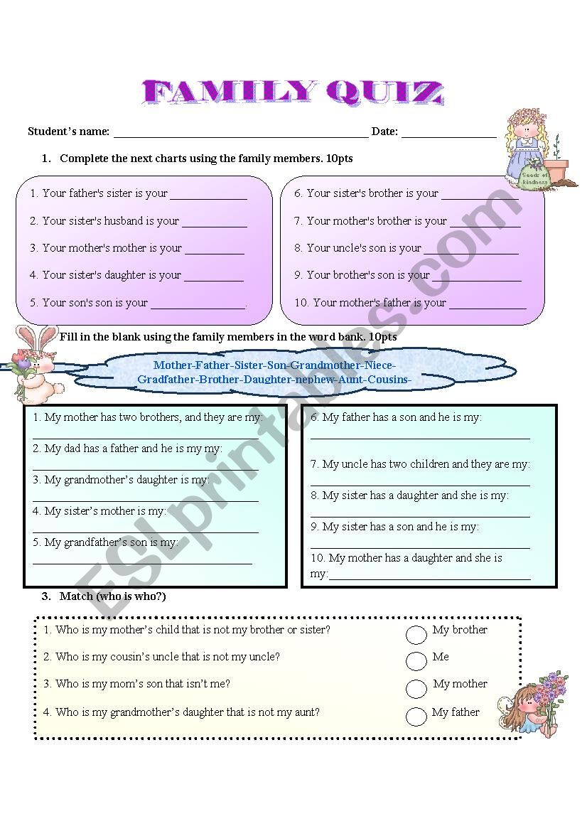FAMILY QUIZ worksheet
