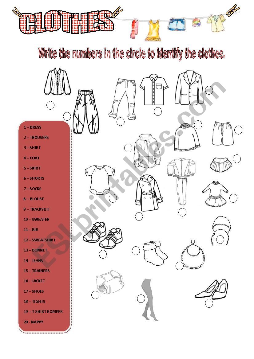 CLOTHES worksheet