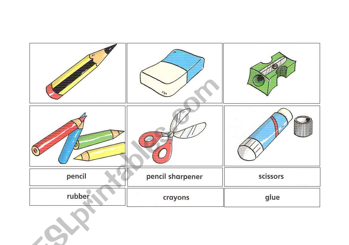 School objects worksheet