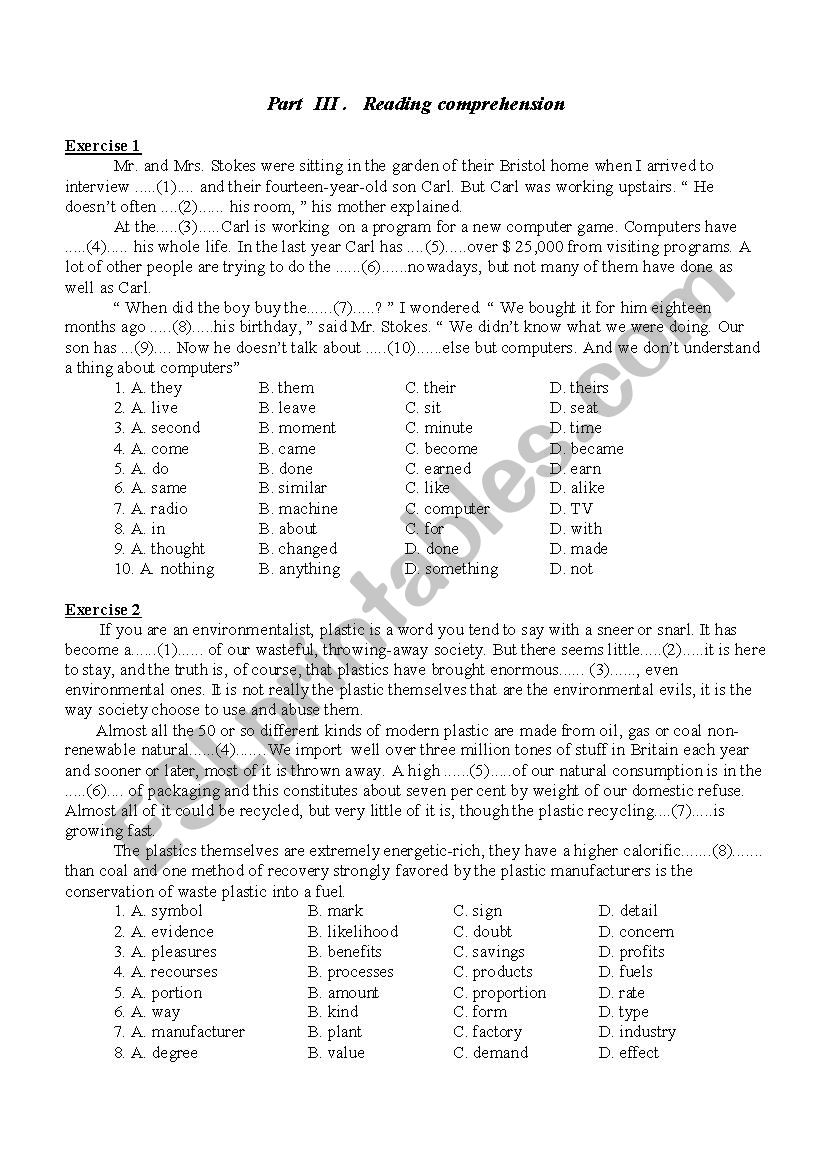 reading comprehension passages