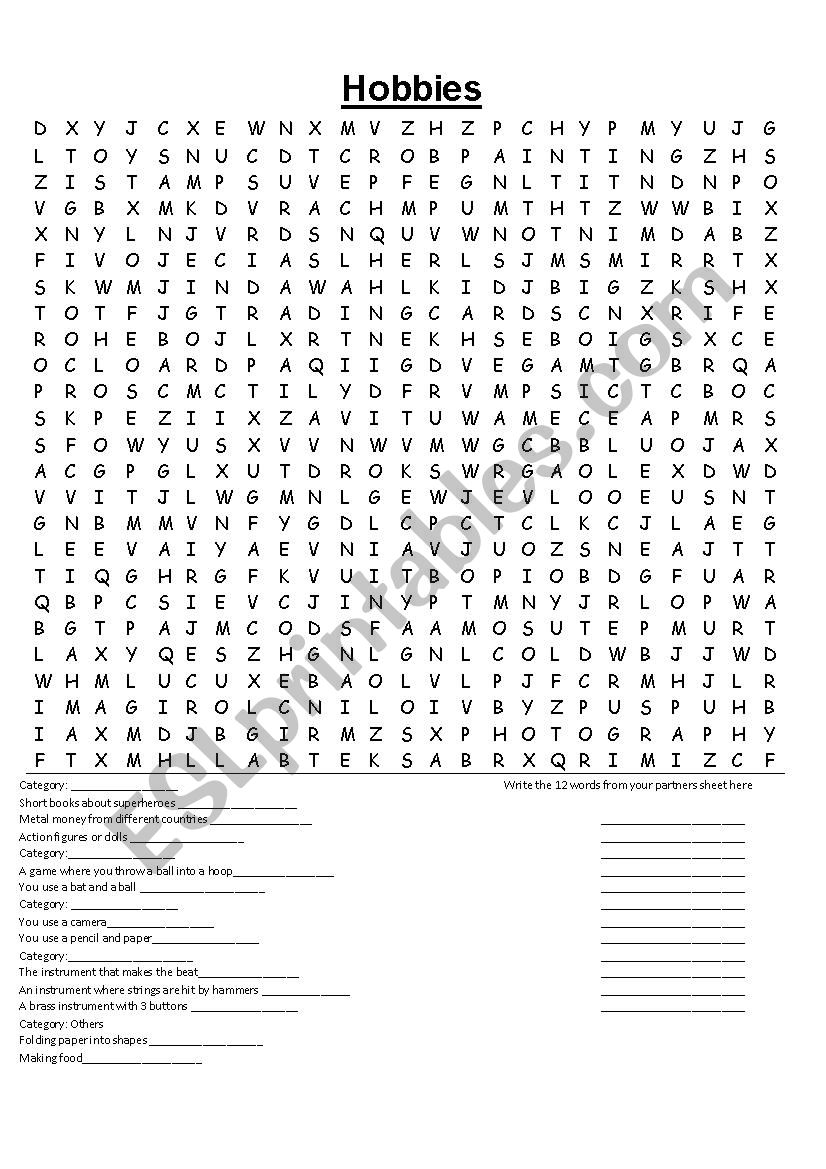 Hobby Communicative Word Search