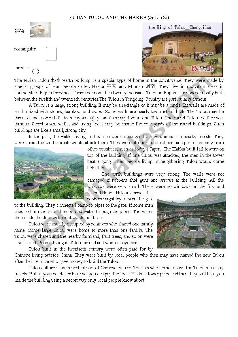 CHINAÂ´S TULOU Â´EARTH BUILDINGSÂ´ IN FUJIAN: TIMED READING