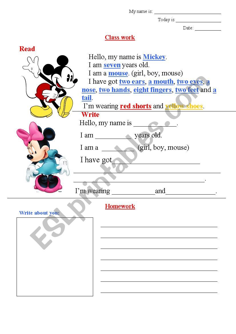 reading and writing handout worksheet